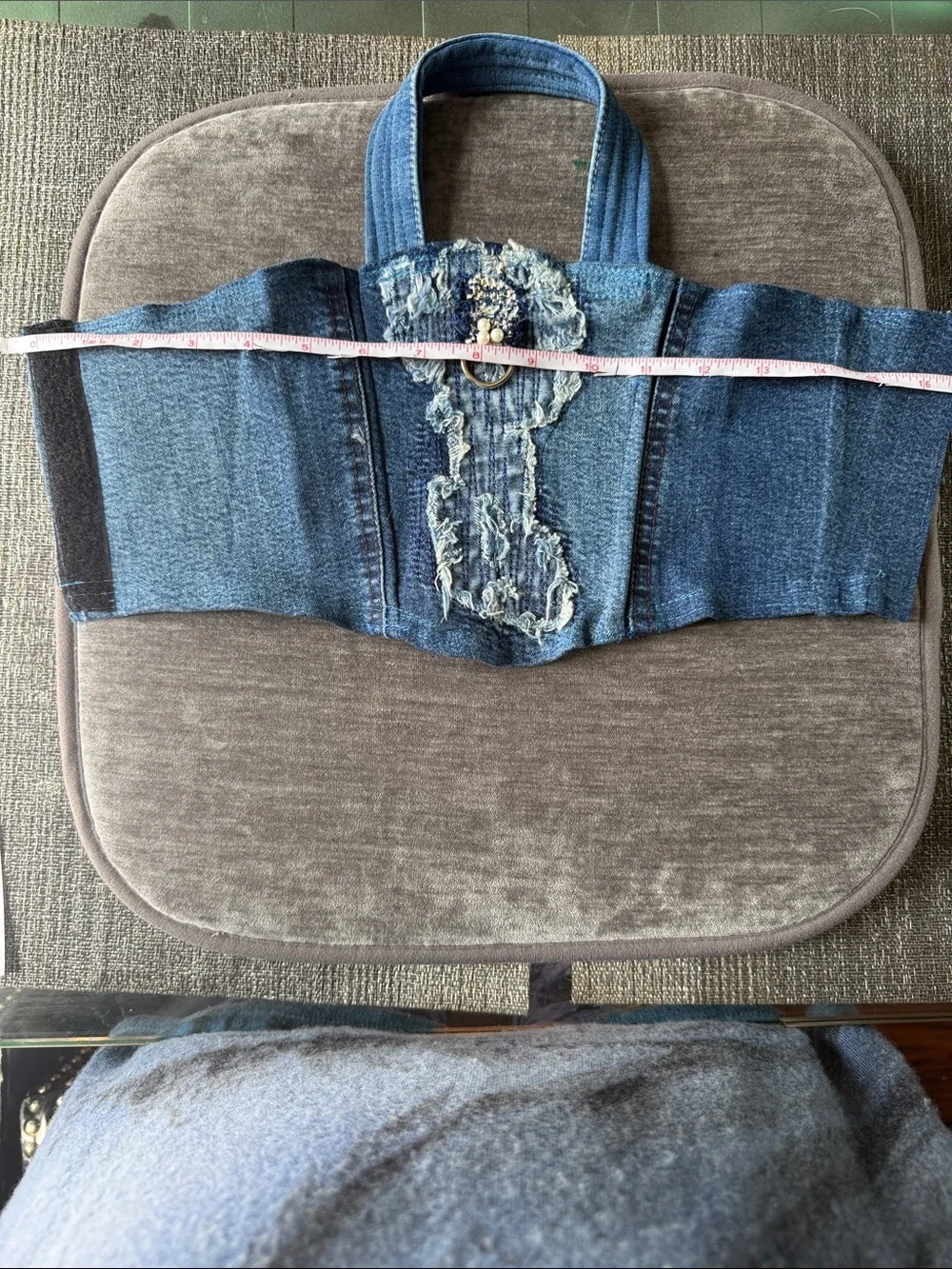 Distressed Blue Denim for Dog Fashionable Walk.